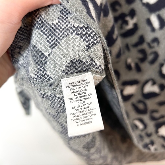 Ann Taylor‎ LOFT Neutral Leopard Animal Print High Low Knit Sweater Top Small S - Picture 7 of 9